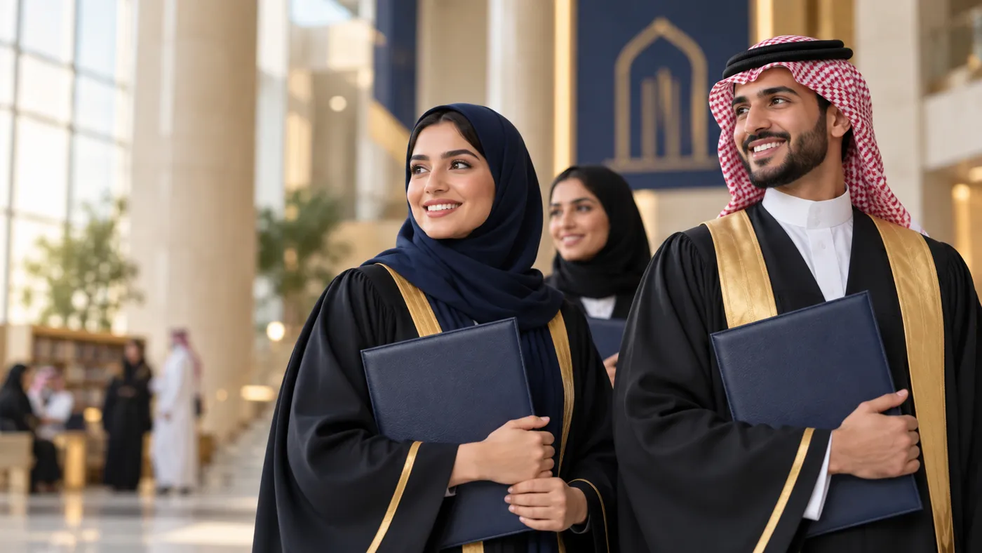صورة تعبيرية لخريجين سعوديين في بيئة جامعية